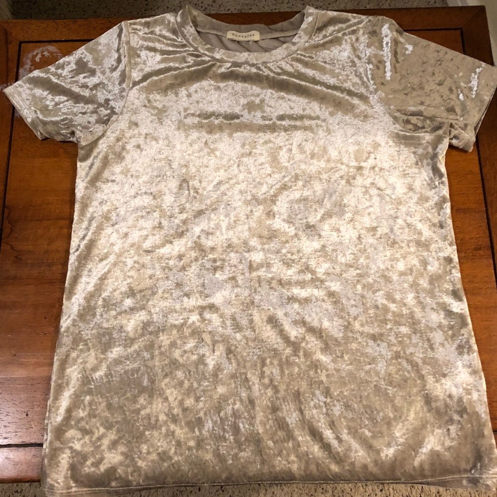 Occasions Velvet Metallic Off Silver Shirt
